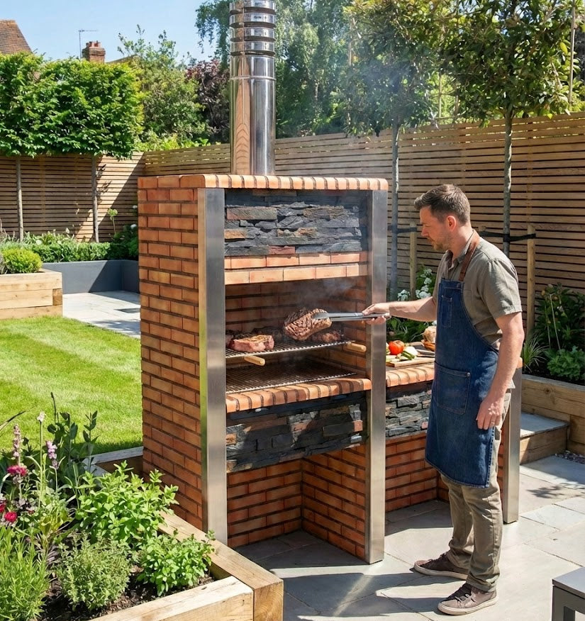 Inoxa 304 – Luxuriöser Grill aus Kunststein mit Arbeitsplatte – Grillrost 80×38