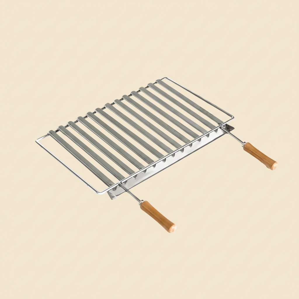 Argentinischer Grill LINEA (58×38 oder 78×38 cm) – Edelstahl – Fettauffangschale