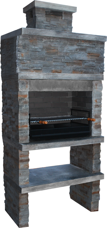 Montara 10 – Grillkamin aus rekonstituiertem Stein in Schieferoptik mit 60-cm-Grillrost (Edelstahl optional)