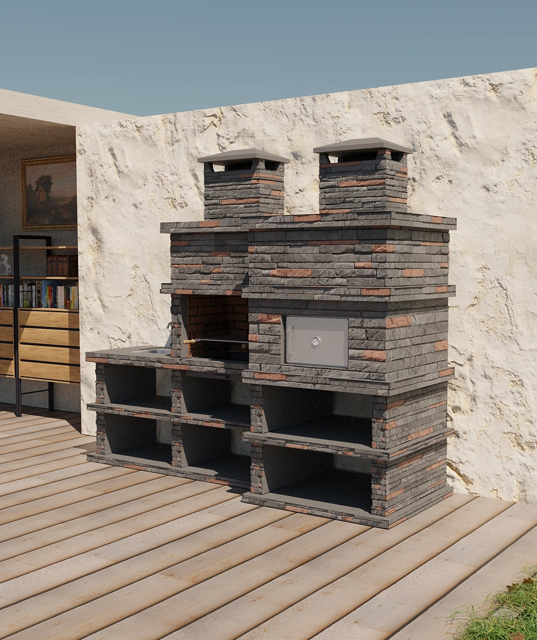 🔥 Barbecue Rocca Four 464 – Mit Holzofen & Seitenwaschbecken