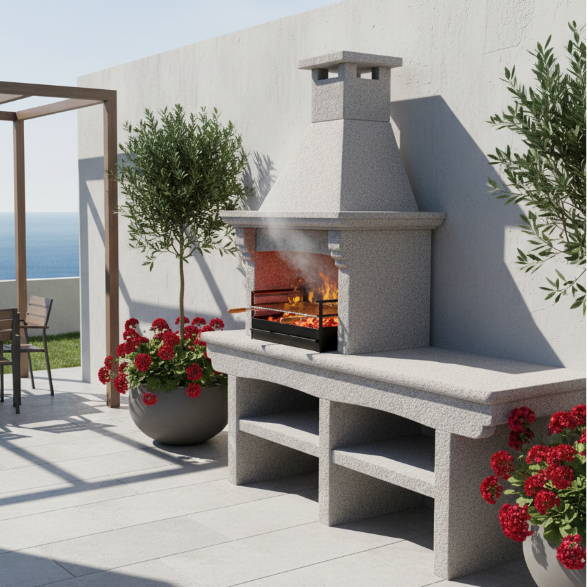 Granito 10 – Outdoor-Küche aus Granit mit Spülbecken und 70 cm Grill