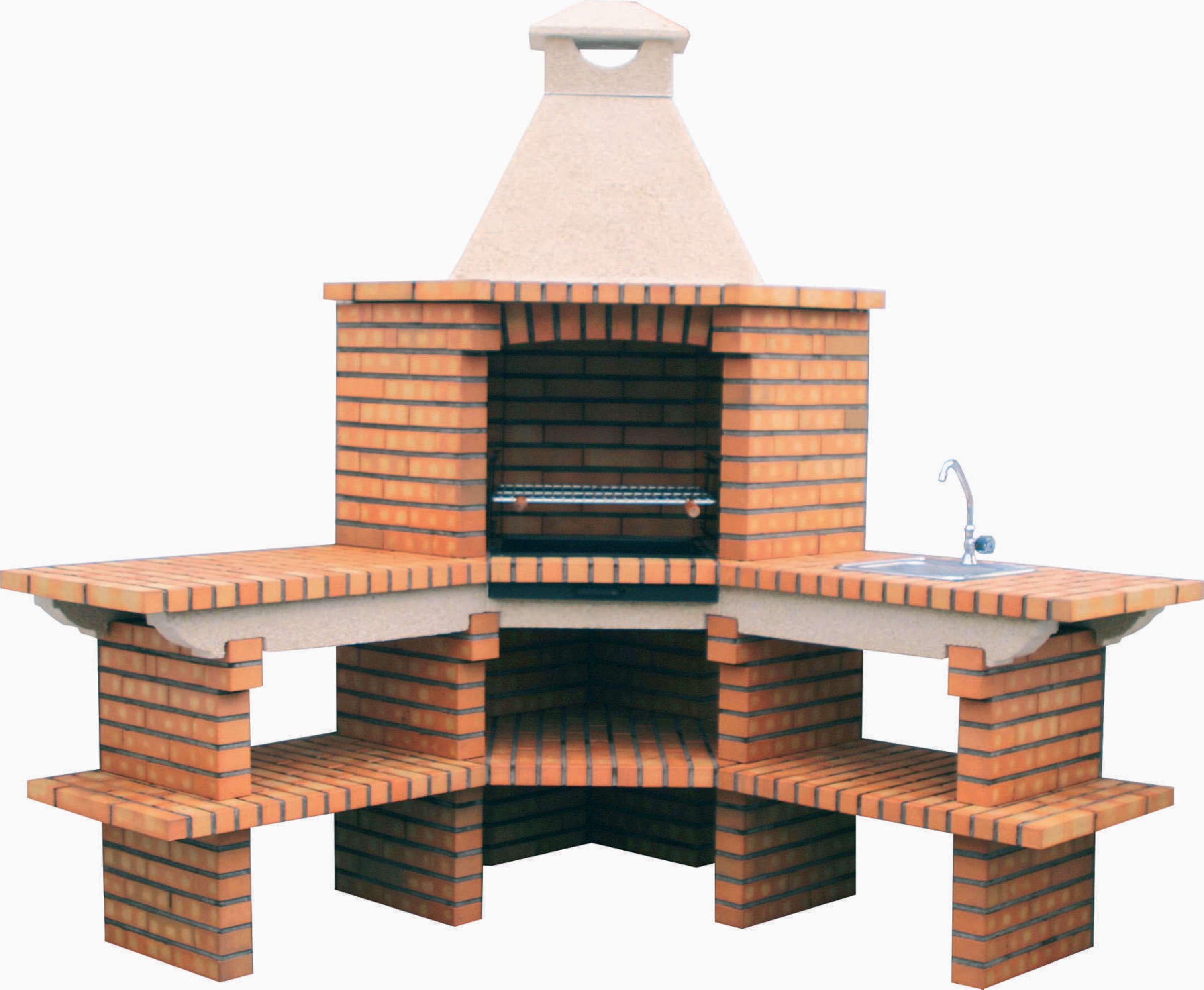 Eckgrill Angle TerraCotto 152 – Große Feuerstelle & Edelstahlspüle
