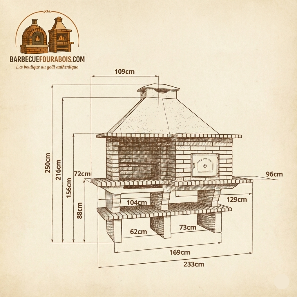 TerraCotto Backstein-Grill 124 – mit Holzofen Ø75 cm