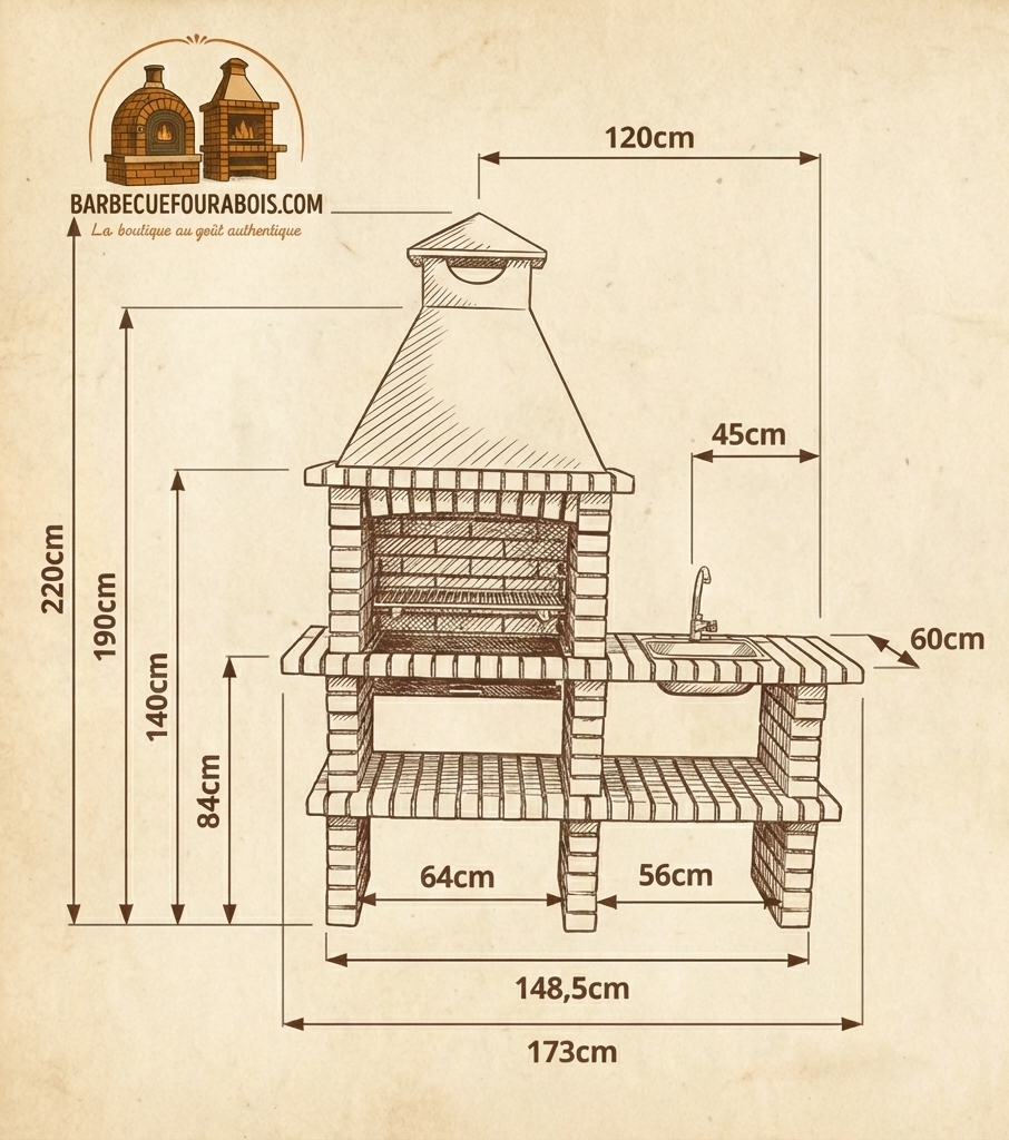 TerraCotto Ziegel-Grill 141 – Mit separatem Spülmodul