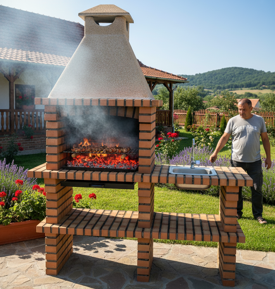 TerraCotto Ziegel-Grill 141 – Mit separatem Spülmodul