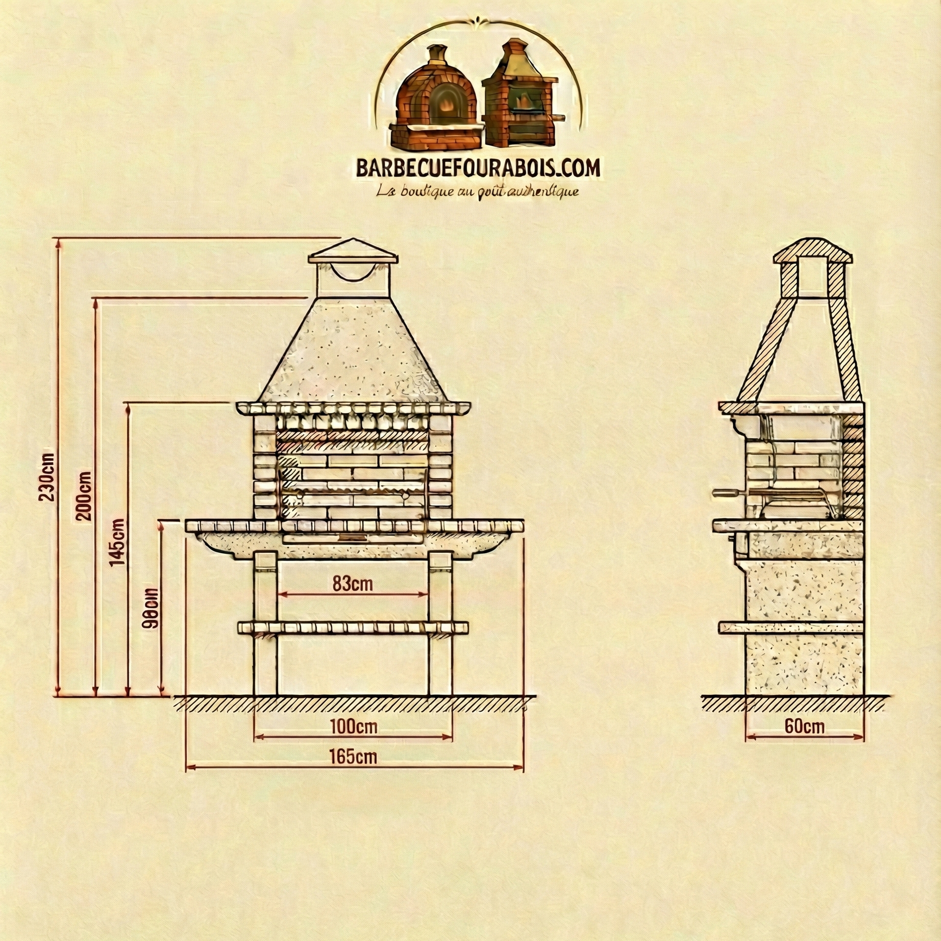 Gartengrill aus Stein & Ziegel TerraCotto 114 – Großes traditionelles Modell