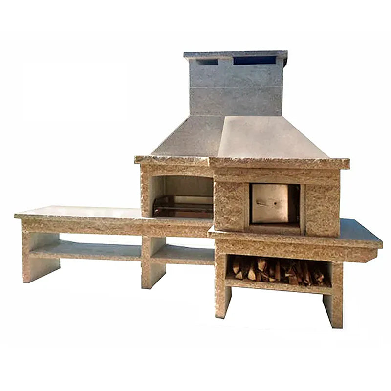 Granito 17 – Outdoor-Küche aus unbehandeltem Granit mit Ofen & Spülbecken (70 cm Grill)