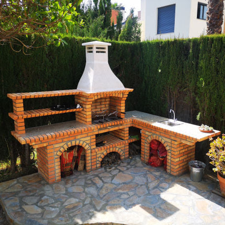 Eckgrill Calabria 700: Backstein- & Kunststein-Grill 190×190 cm – Spüle optional