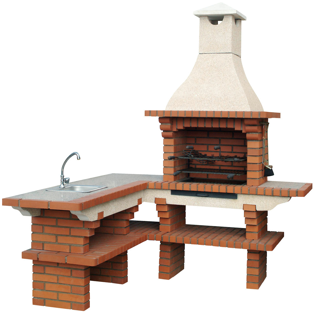 Eckgrill Calabria 700: Backstein- & Kunststein-Grill 190×190 cm – Spüle optional