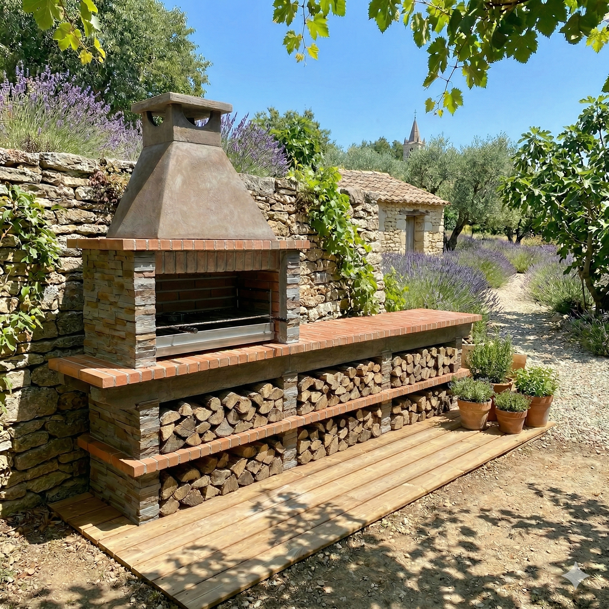 Basalto 480 – Grill aus Schiefer-Imitat mit großer Ablagefläche und Arbeitsplatte – 80 cm Grillrost (Grau oder Braun) – Spülbecken aus Edelstahl optional