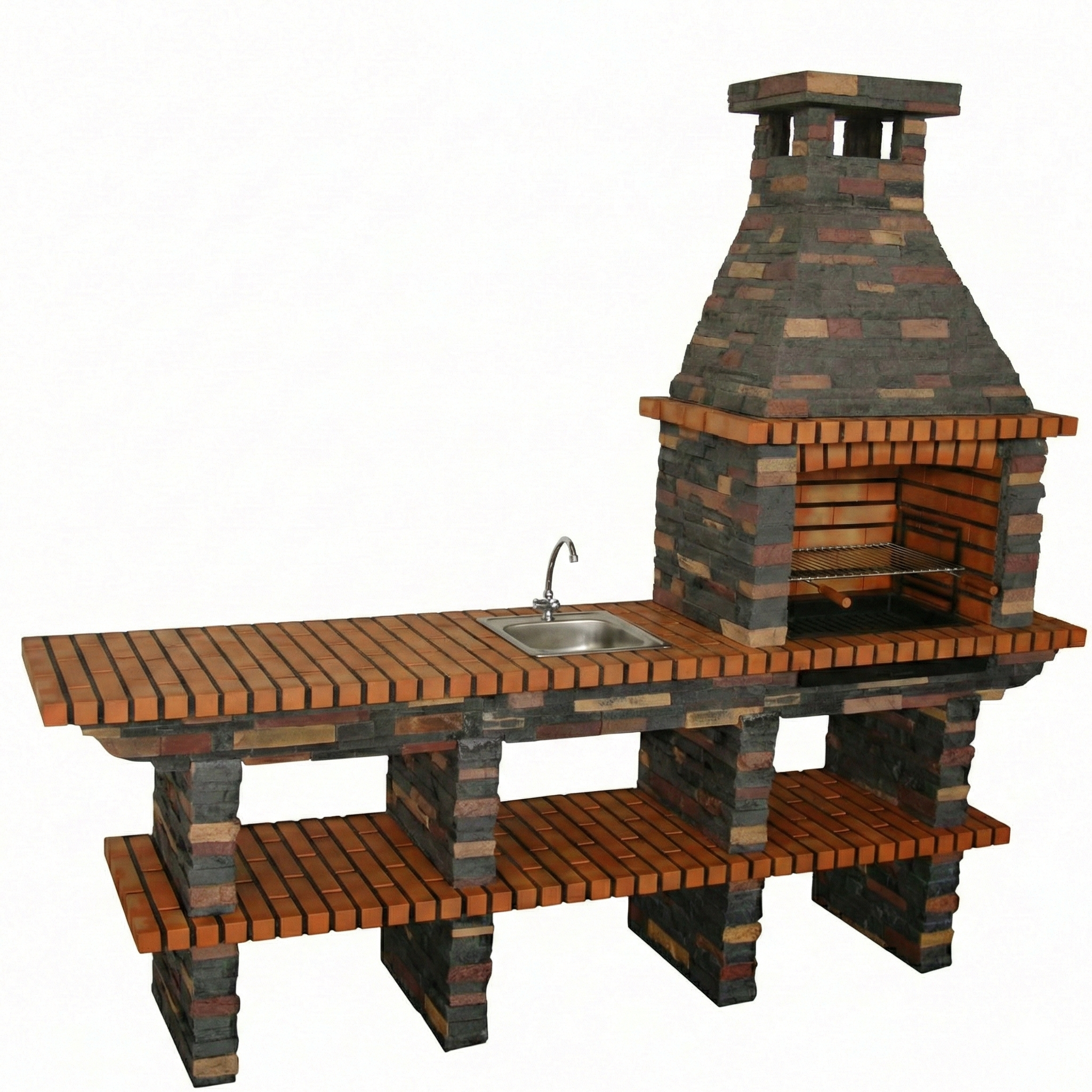 Rustika 209 – Grill aus Kunststein mit doppelter Arbeitsplatte (Waschbecken optional)