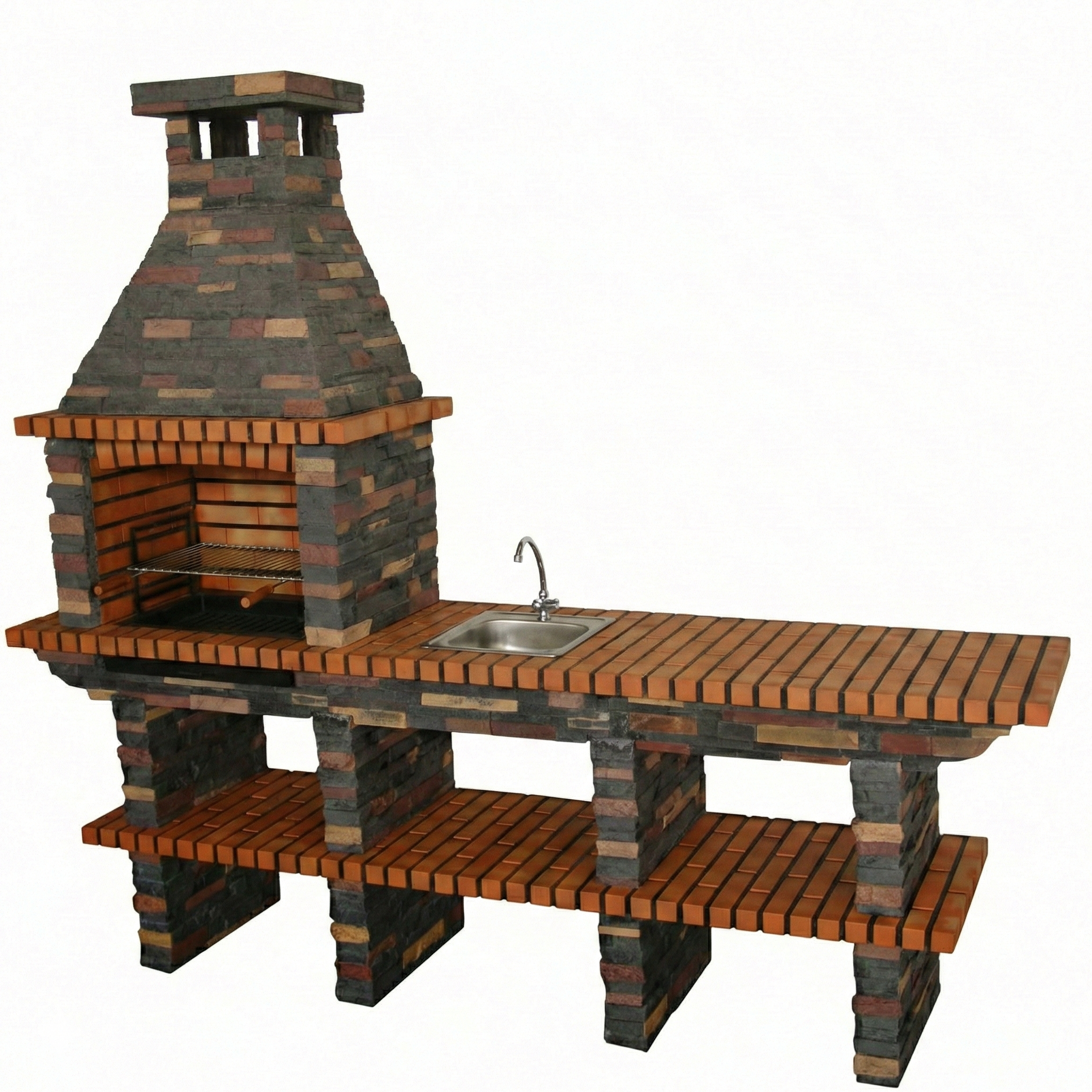 Rustika 209 – Grill aus Kunststein mit doppelter Arbeitsplatte (Waschbecken optional)