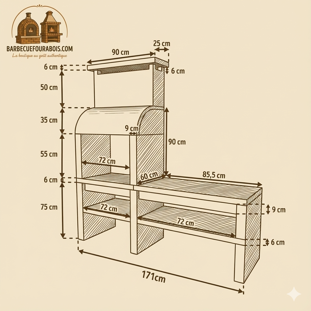 Granito 49 – Outdoor-Granitküche mit Spülbecken und Grill 70 cm