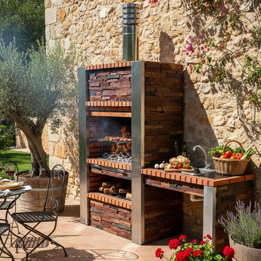 Inoxa 402 – Luxuriöser Grill aus Kunststein mit Arbeitsplatte (Spüle + Wasserhahn optional)