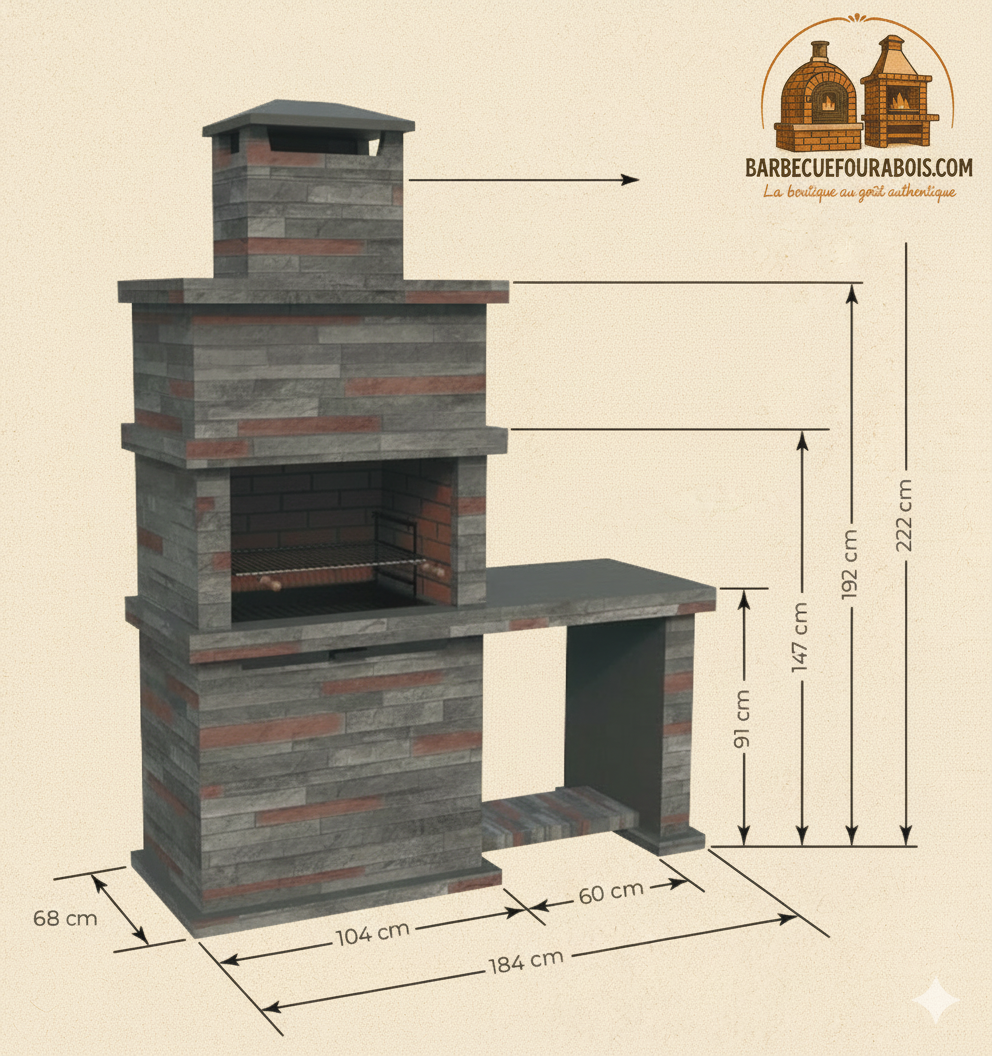 Gartengrill aus Kunststein Rocca 471 – mit Spüle | Braun / Grau