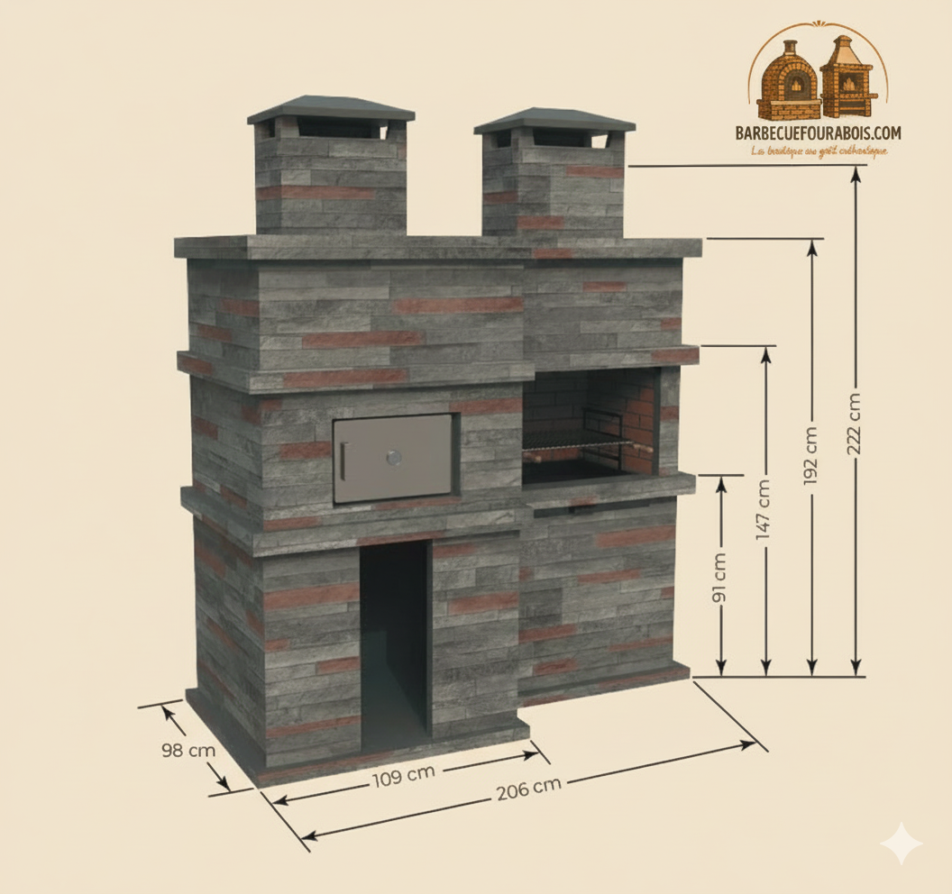 Rocca Four 473 – Stein-Grill mit integriertem Holzofen