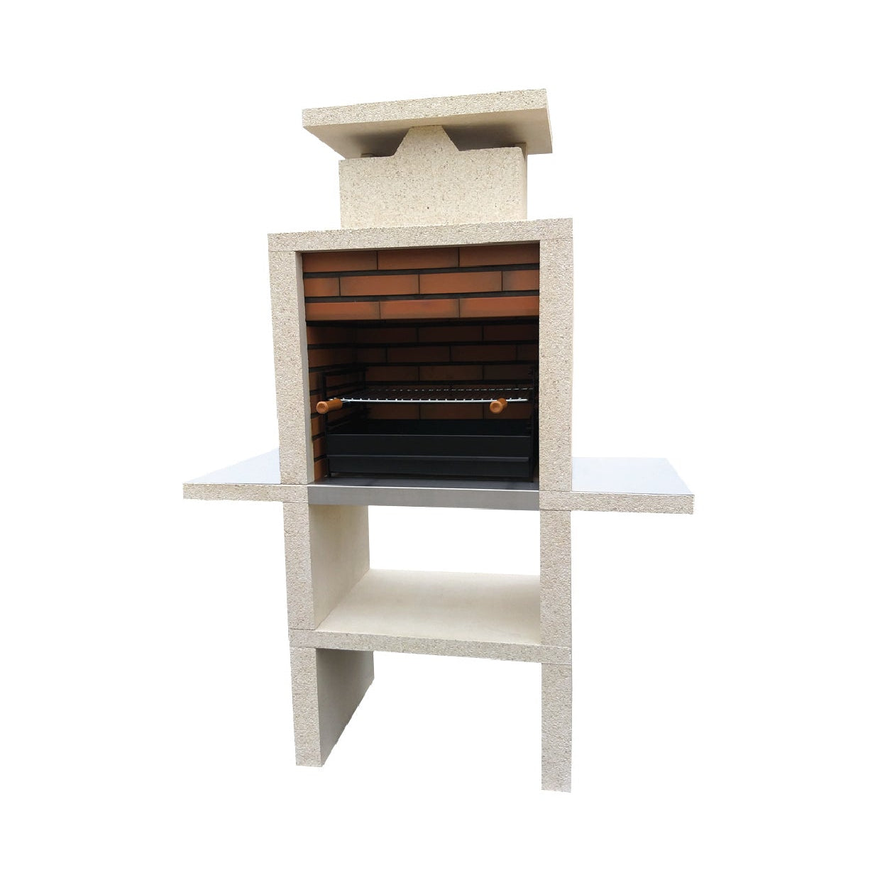 Nexa 605 – Stein-Grill mit Ziegelbrennhammer, Grillrost 60×40 cm (Edelstahl optional)