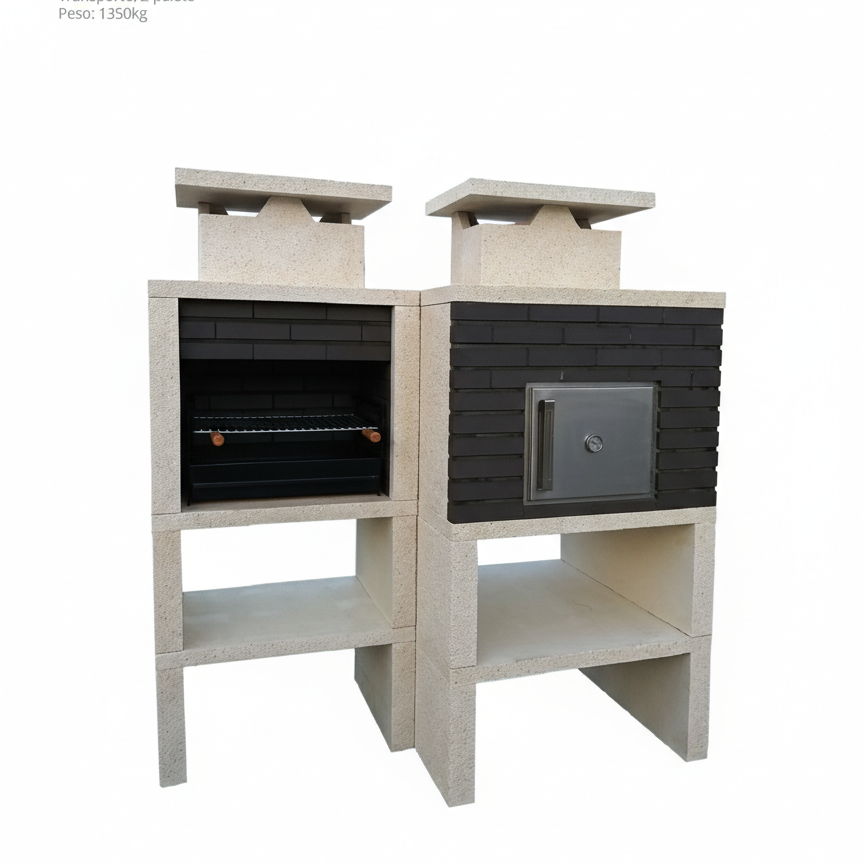 Nexa 612 – Grill und Ofen Ø75 cm – Grillrost 60×40 cm (graue Ziegel optional)