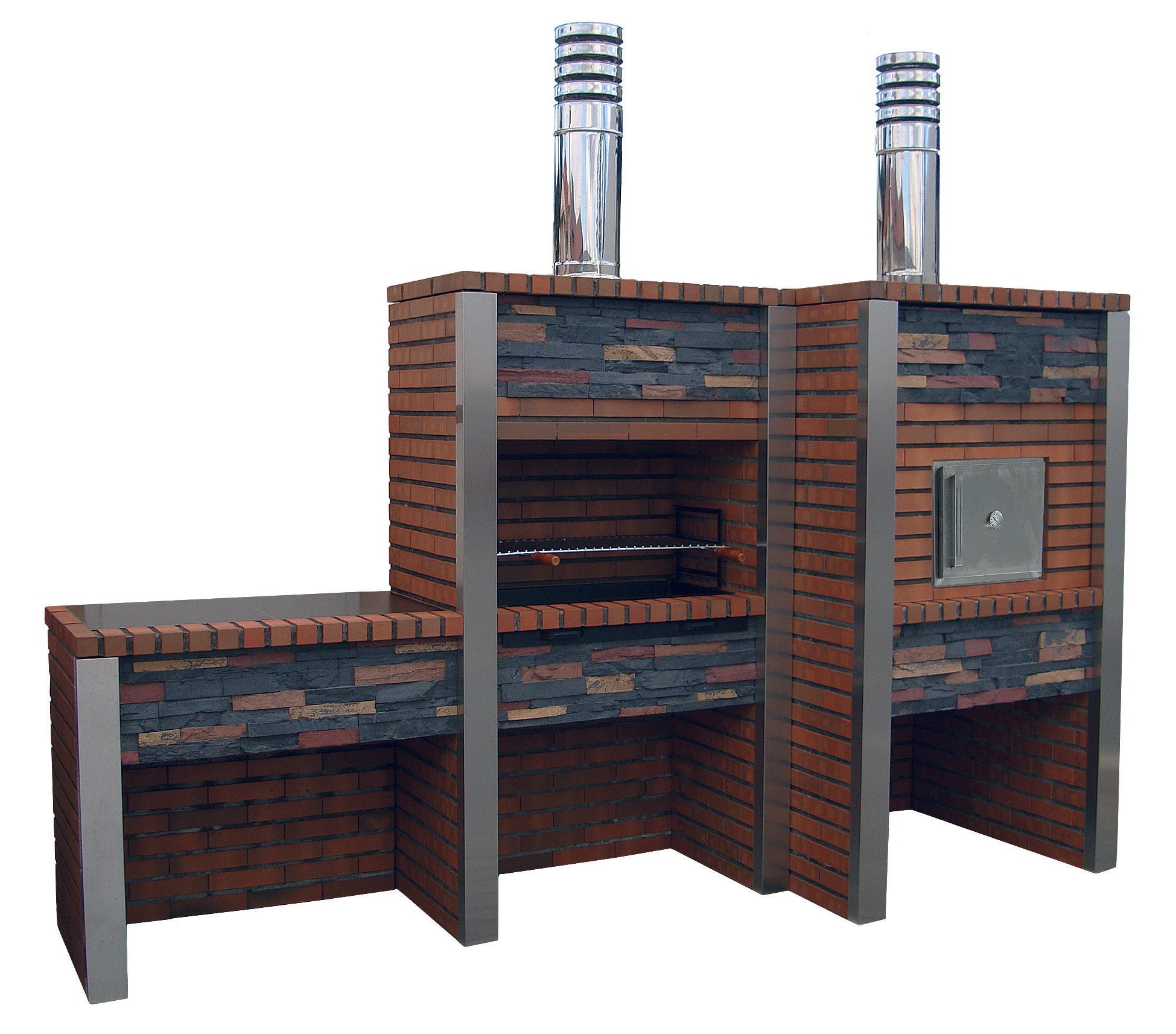 Inoxa 307 – Premium-Außenküche aus Kunststein mit Ø75 cm Backofen + 80×38 Grill und Sandsteinplatte