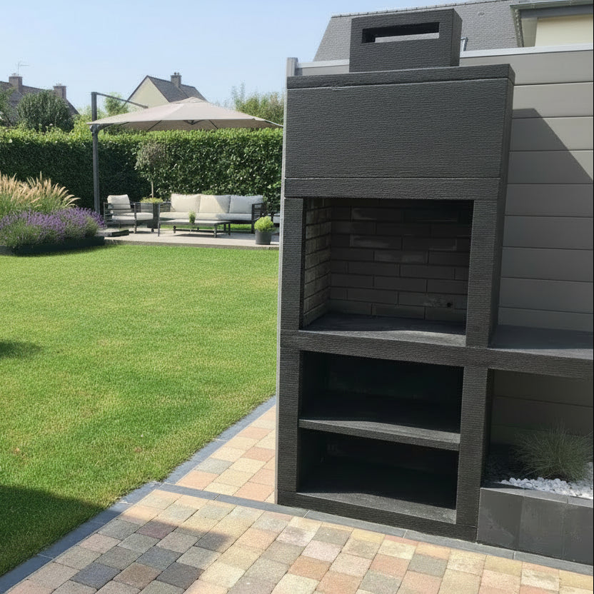 Linie 15 – Moderner Grill mit Seitenablage (4 Farben) – 60 cm Stahlgrillrost inklusive