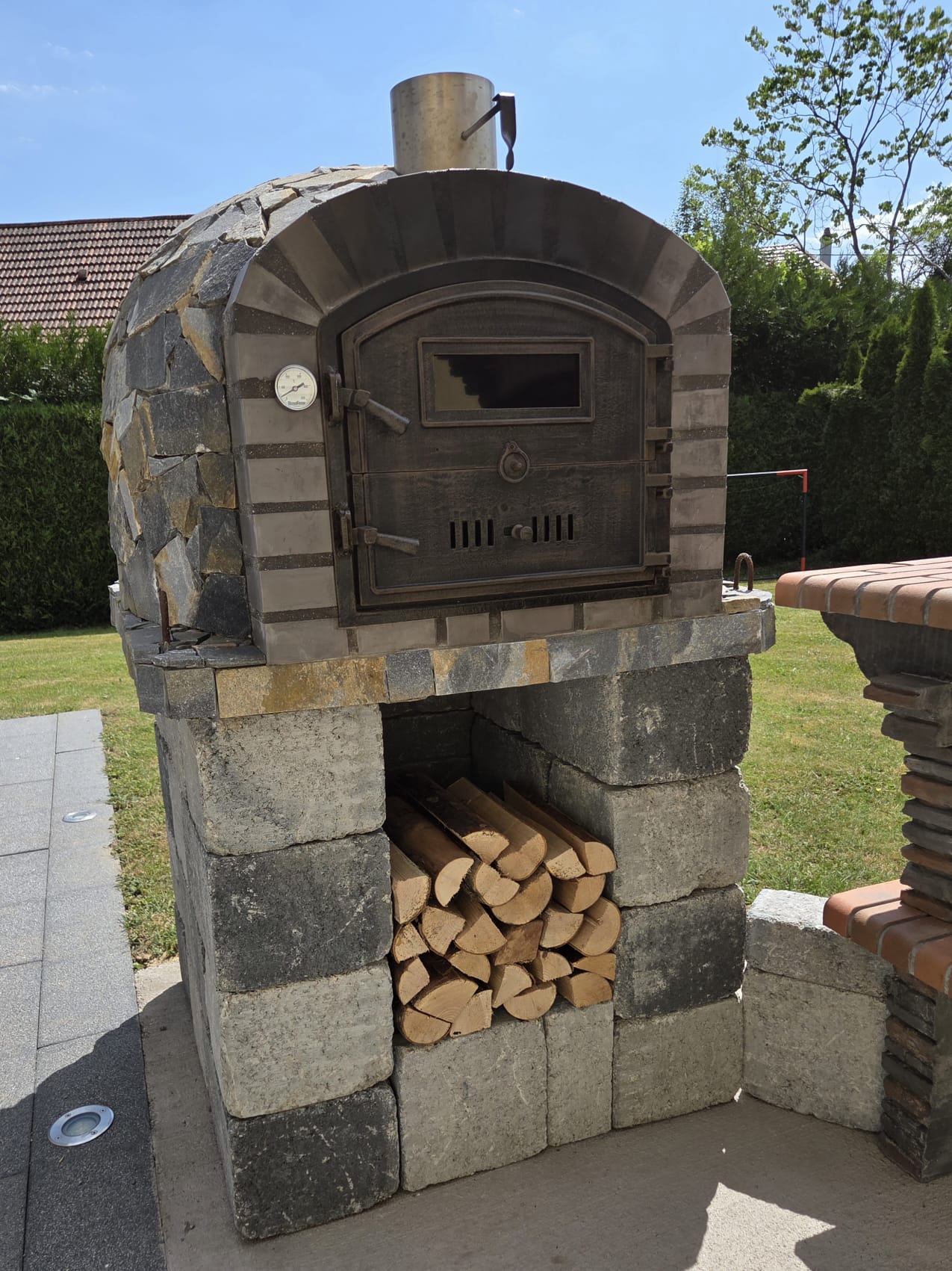 PIETRANO 100 cm Holzofen – Ziegel &amp; Naturstein
