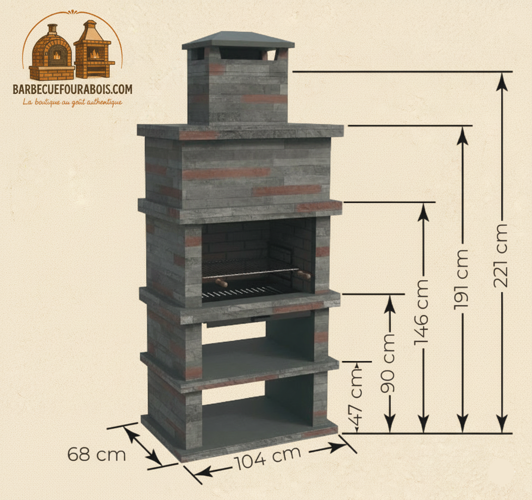 Grill aus rekonstituiertem Stein – Rocca 460 – Braun oder Grau