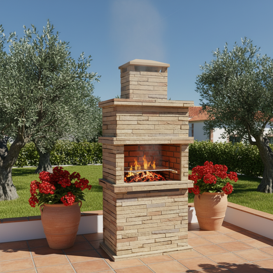 Grill aus rekonstituiertem Stein Rocca 470 – Massives Design & mediterrane Rustikalität