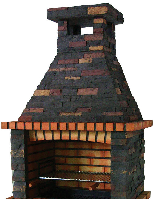 Rustika 203 – Grillkamin aus Kunststein, großformatig, mit Einbaugrillrost (3-stufig) – Edelstahl optional