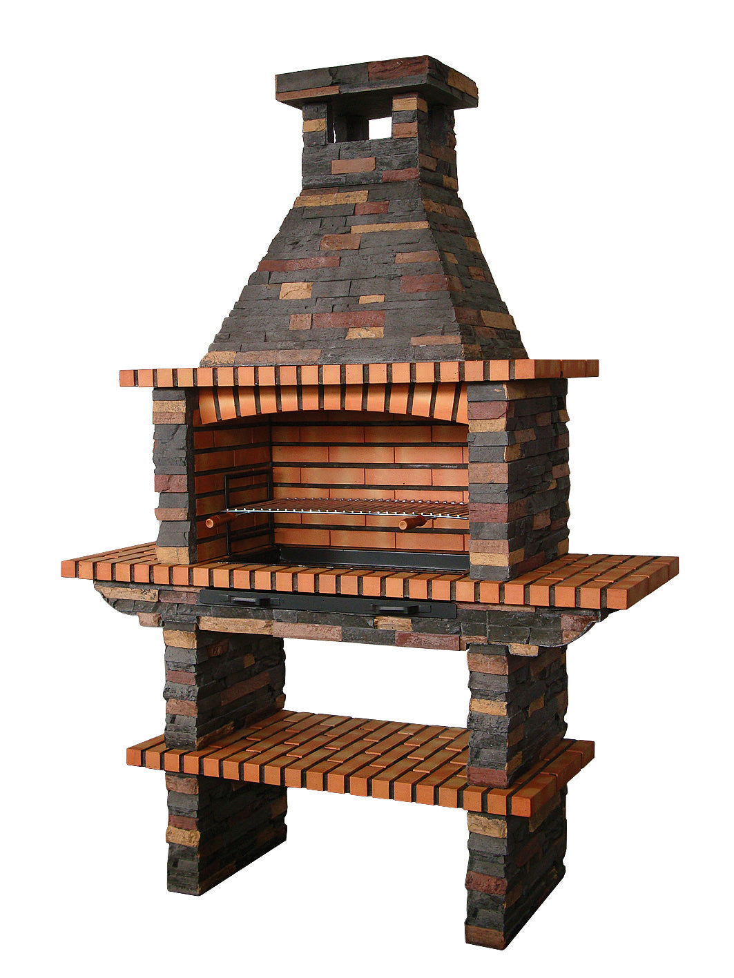 Rustika 204 – Grill aus Kunststein & Ziegeln mit Rost 80×38 cm (Edelstahl optional)
