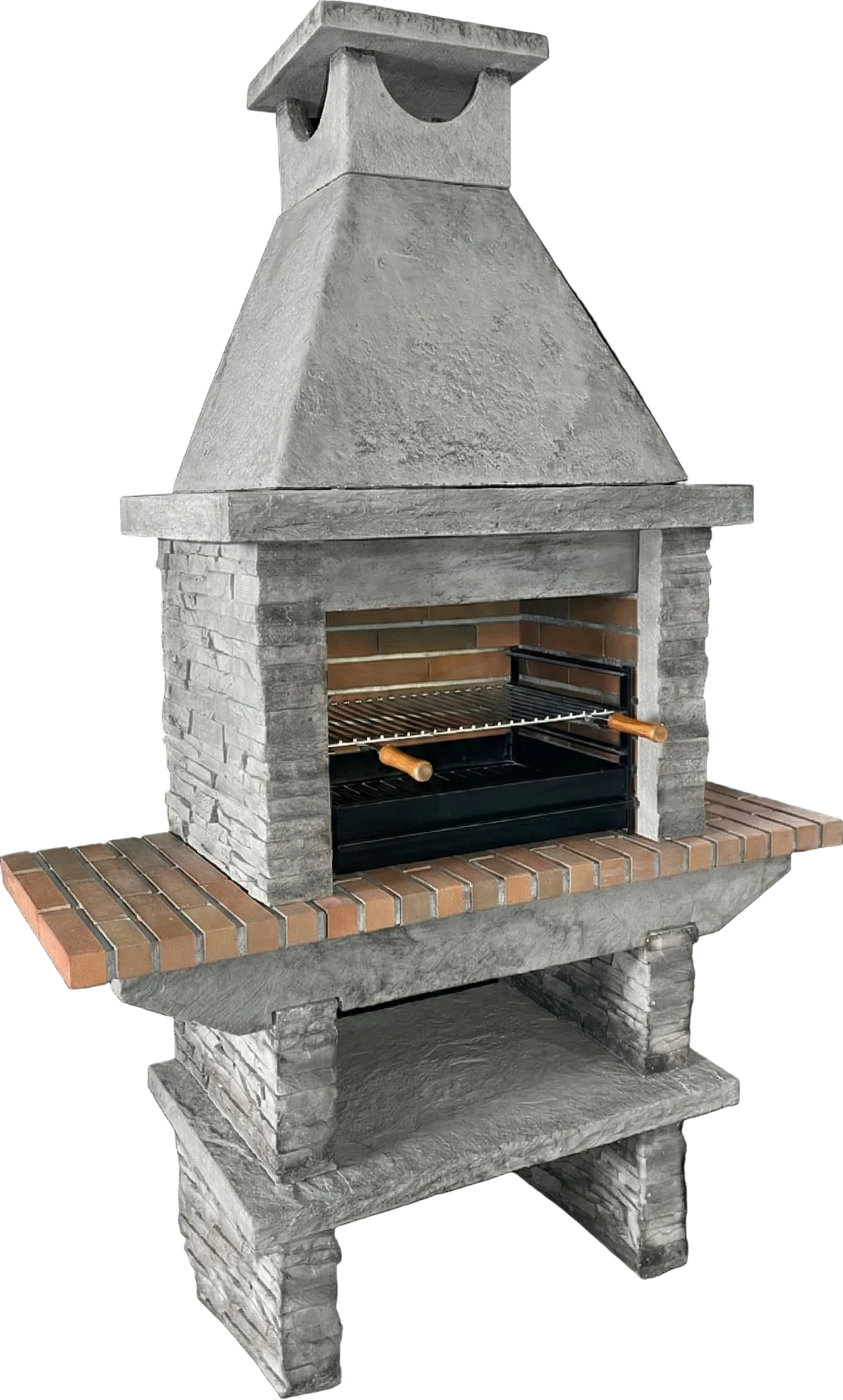 Basalto 260 – Grillkamin aus Schiefer-Betonguss mit Seitenablagen (Grau oder Braun) – 60 cm Grillfläche