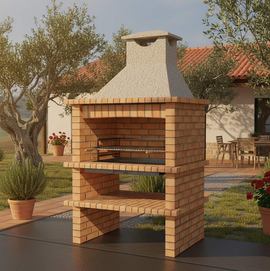 Brava 140 – Ziegelgrill mit 90 cm Rost (Holzkohle & Holz)