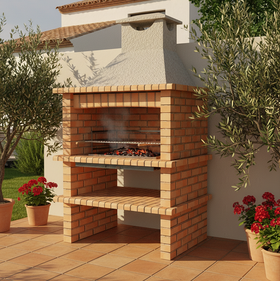 Brava 140 – Ziegelgrill mit 90 cm Rost (Holzkohle & Holz)