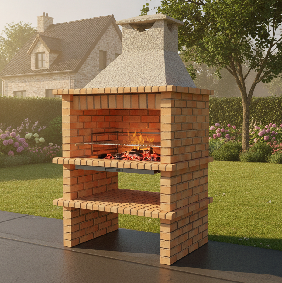 Brava 140 – Ziegelgrill mit 90 cm Rost (Holzkohle & Holz)
