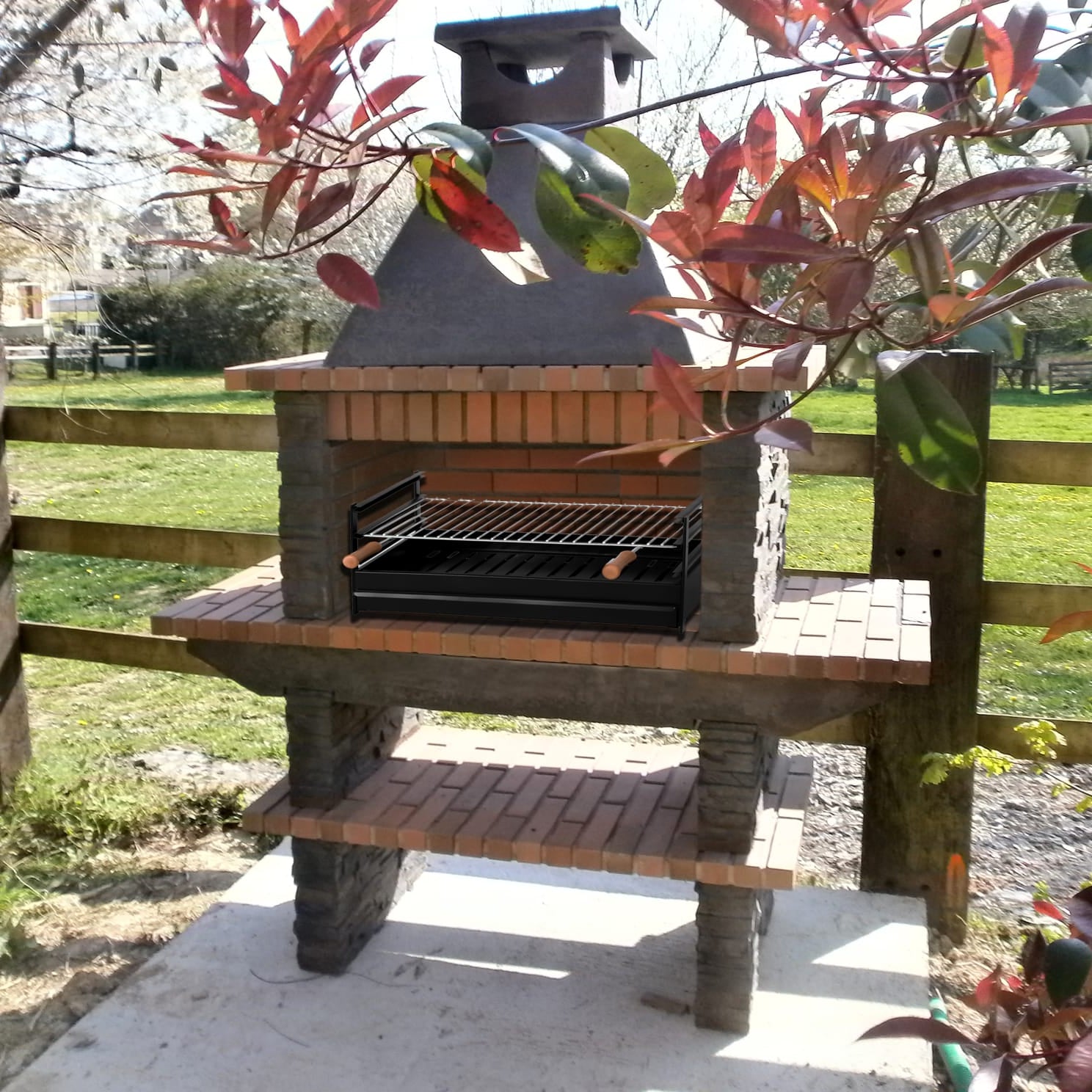 Basalto 280 Grill mit Kunststein – 80 cm Grillrost, Seitenablagen