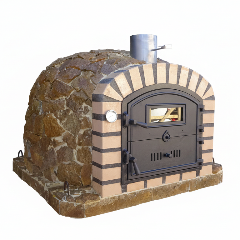 PIETRANO 100 cm Holzofen – Ziegel &amp; Naturstein