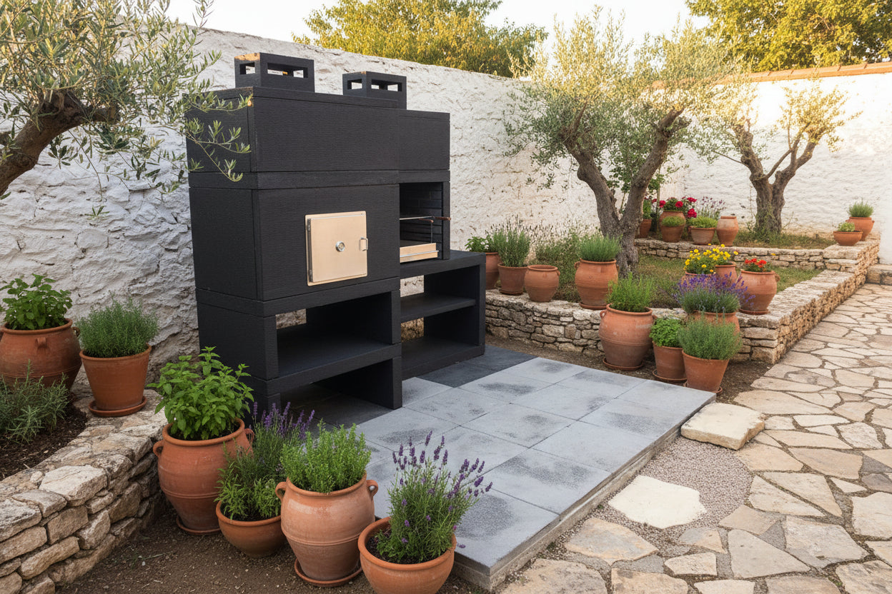 Linie 12F – Moderner modularer Grill mit Ofen Ø80 & Grillrost 60 cm