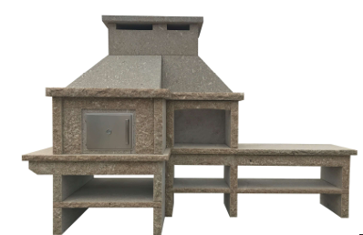 Granito 17 – Outdoor-Küche aus unbehandeltem Granit mit Ofen & Spülbecken (70 cm Grill)