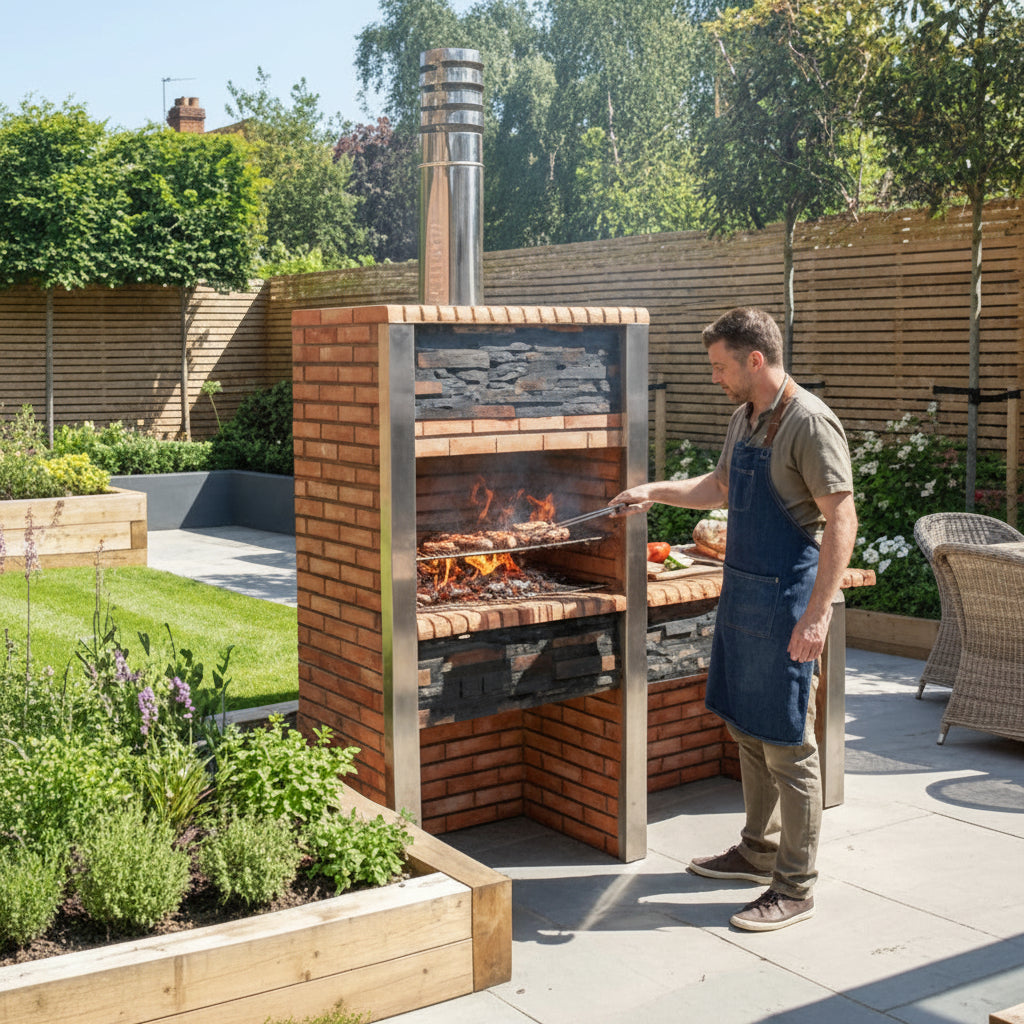 Inoxa 304 – Luxuriöser Grill aus Kunststein mit Arbeitsplatte – Grillrost 80×38
