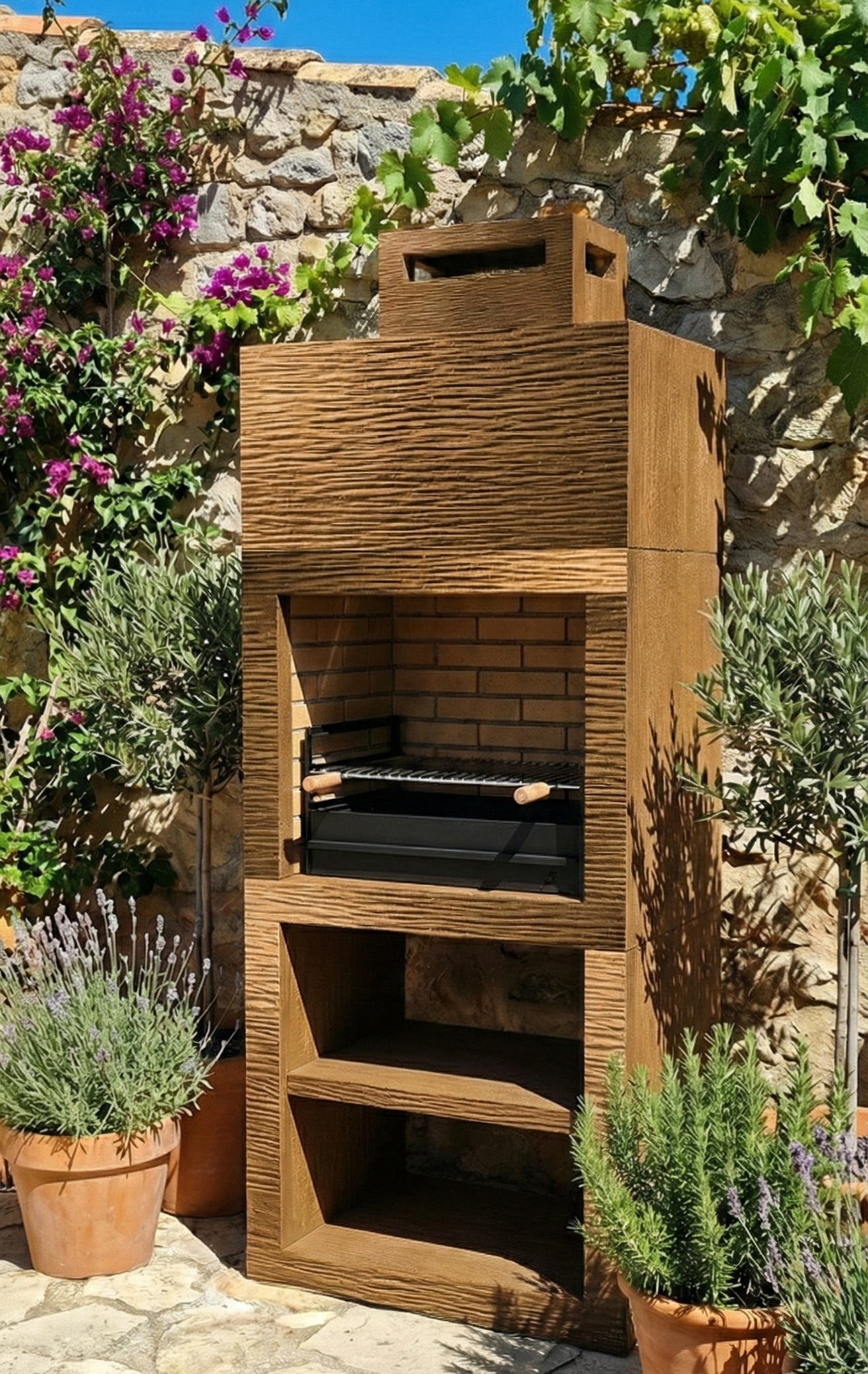 Linie 10 – Moderner Design-Grill (4 Farben) mit 60 cm Grillrost aus Stahl inklusive