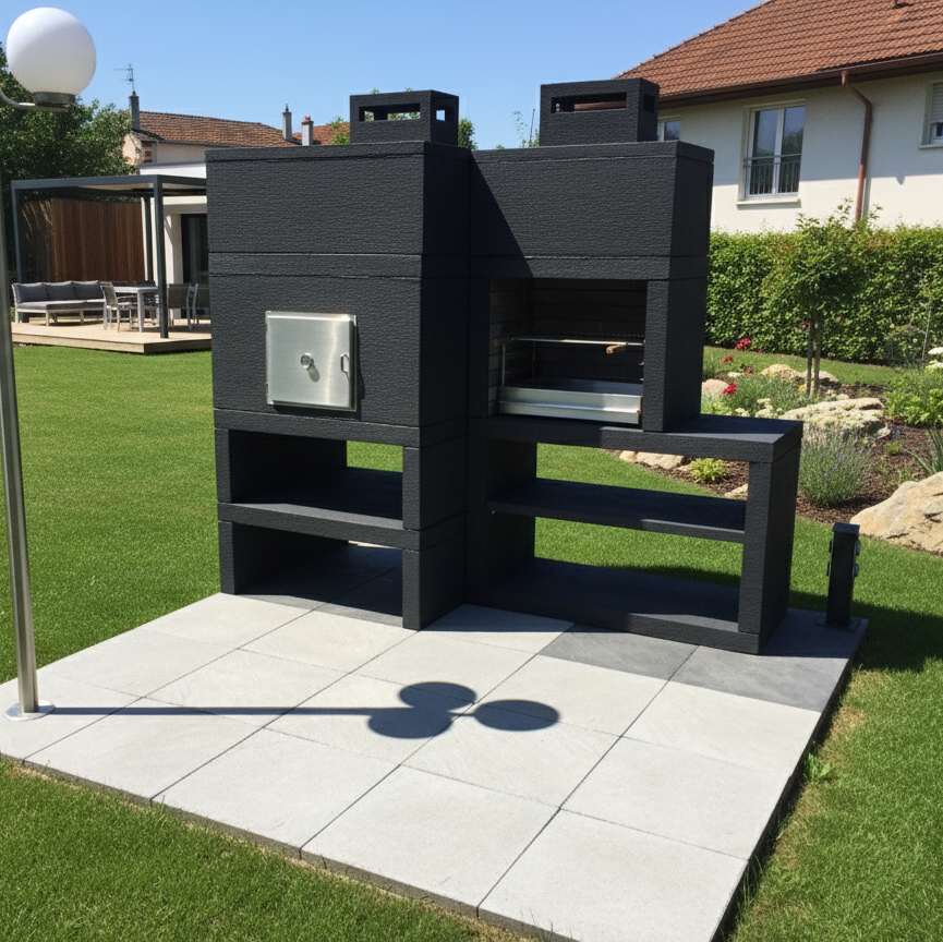 Linie 12F – Moderner modularer Grill mit Ofen Ø80 & Grillrost 60 cm