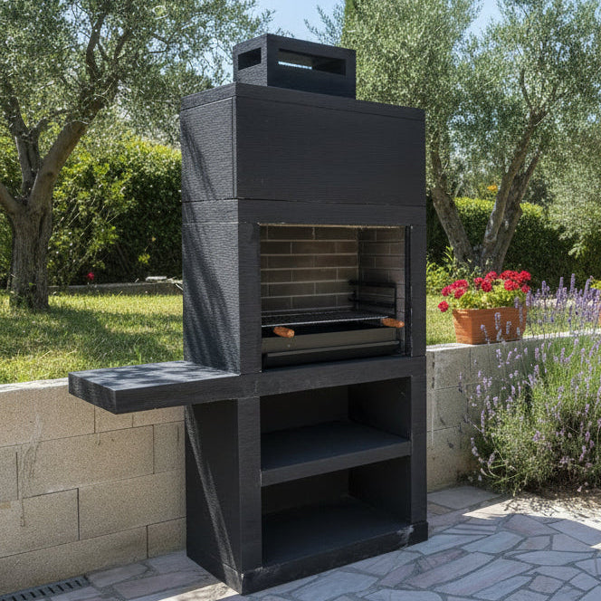 Linie 15 – Moderner Grill mit Seitenablage (4 Farben) – 60 cm Stahlgrillrost inklusive