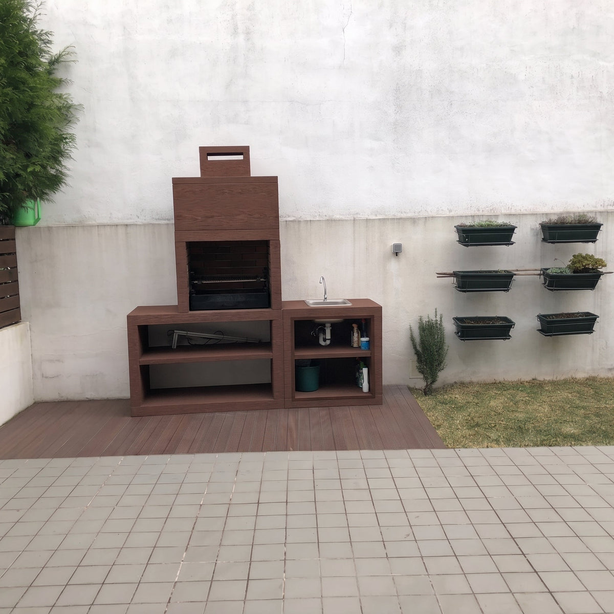 Linie 30 – Moderne Outdoor-Küche 200 cm (austauschbare Module) – 60 cm Grill aus Edelstahl, Spüle optional