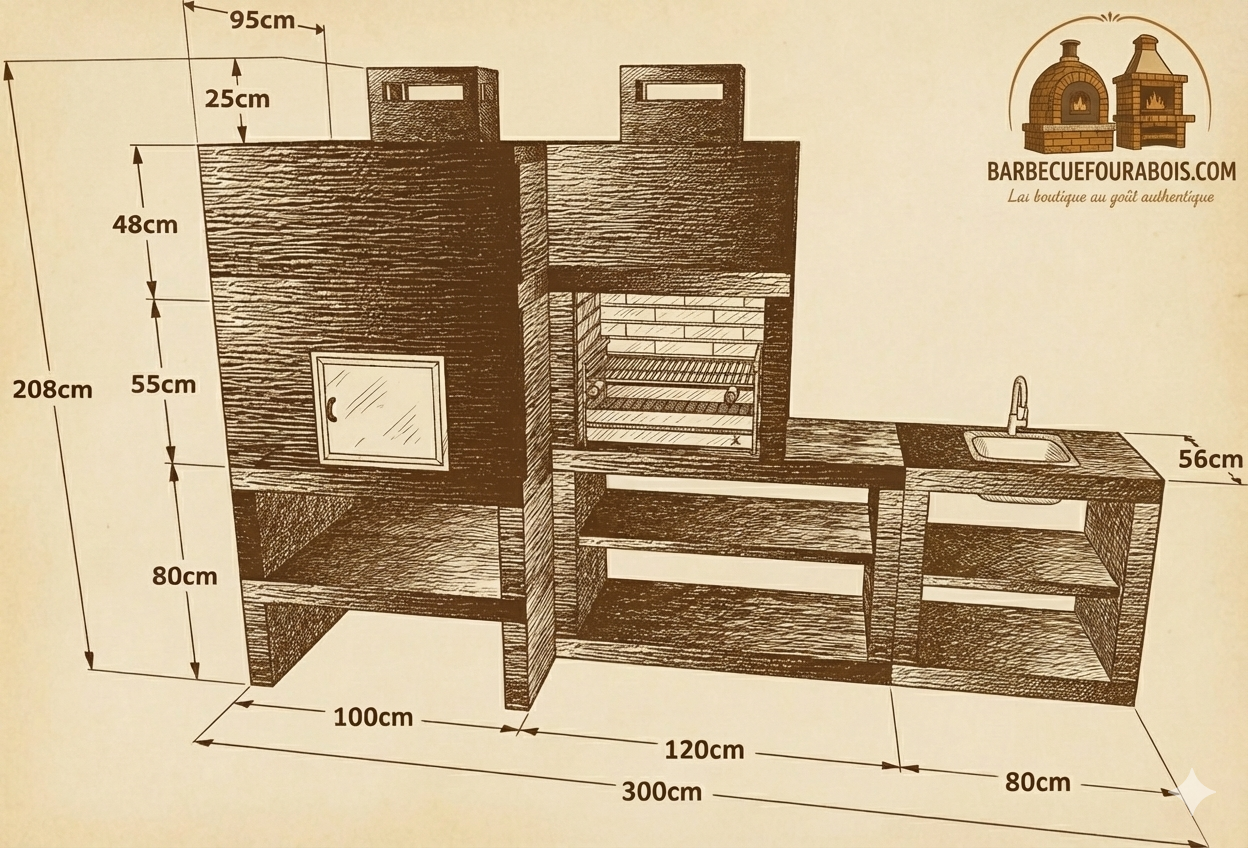 Linie 30F – Modulare Außenküche mit 80 cm Backofen, 60 cm Grill & Spülmodul (optional)