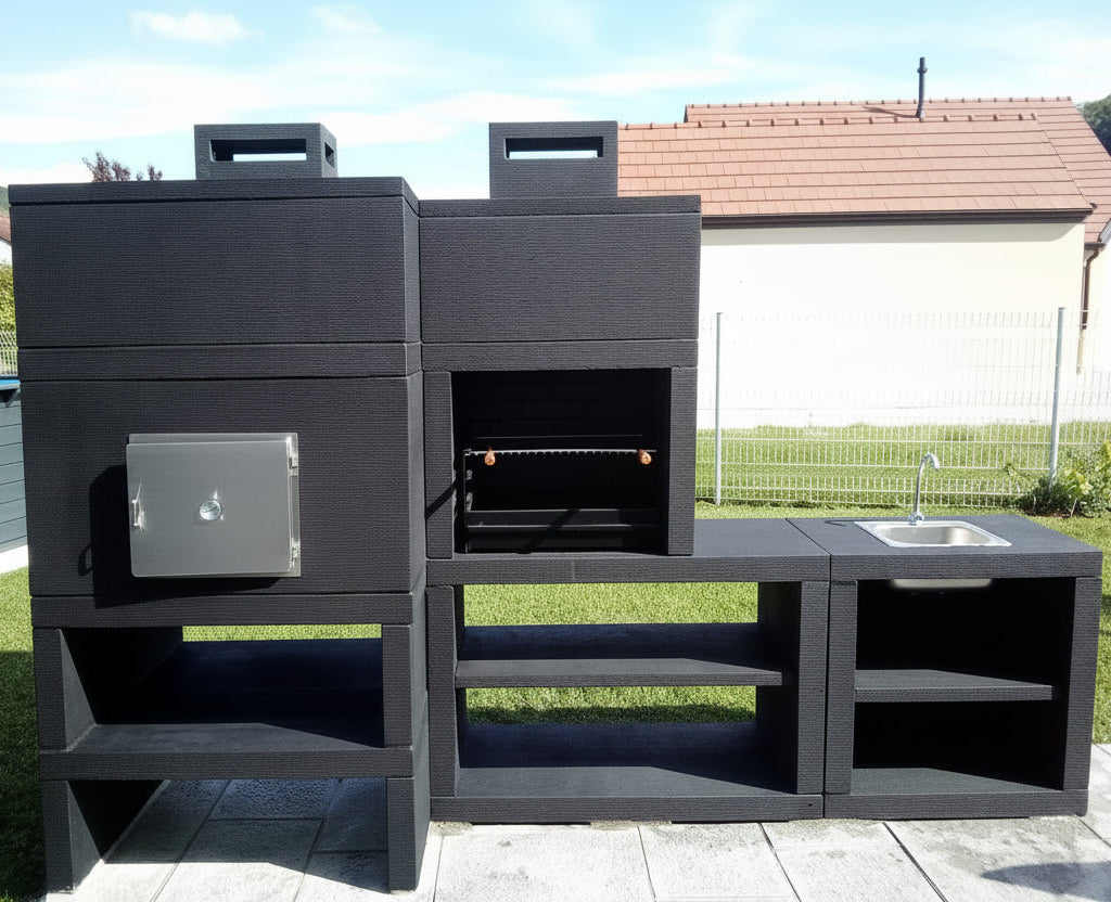 Linie 30F – Modulare Außenküche mit 80 cm Backofen, 60 cm Grill & Spülmodul (optional)