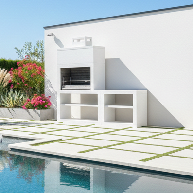 Linie 35 – Moderne Außenküche 200 cm (austauschbare Module) – 80 cm Stahlgrill, Spüle optional