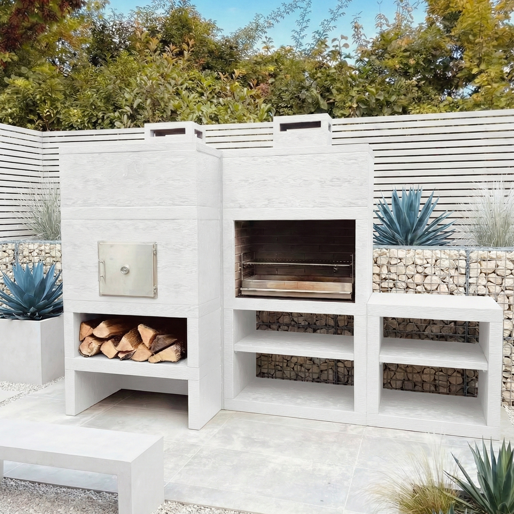Linea 41F – Modular outdoor kitchen with Ø80 cm Oven & optional sink (80 cm)