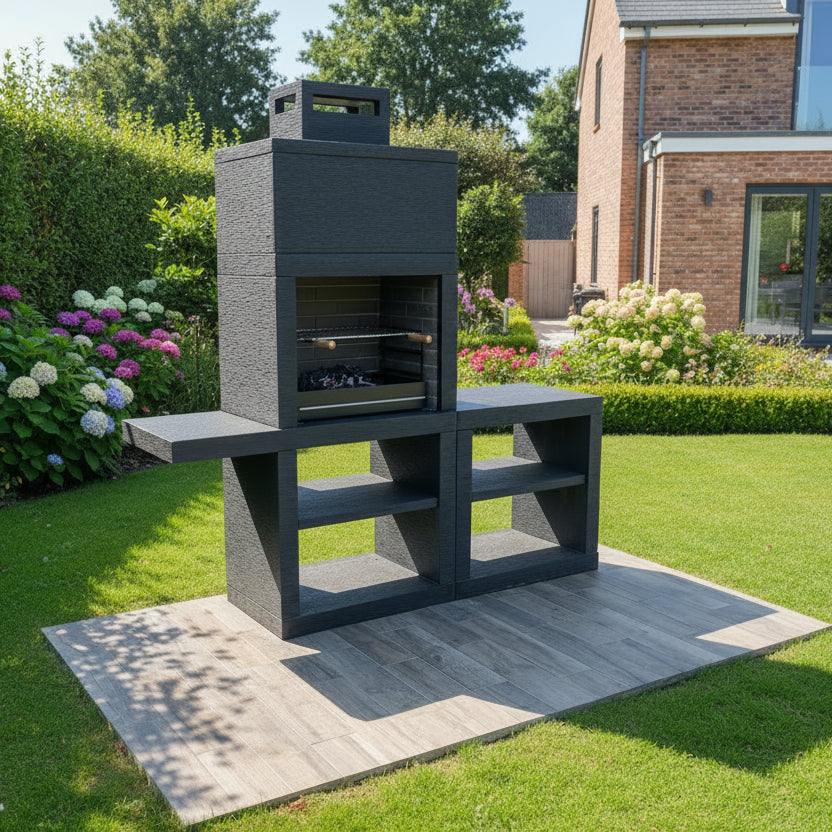 Linie 45 – Moderne Außenküche 200 cm (austauschbare Module) – 60 cm Stahlgrill, Spüle optional